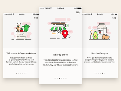 KeSupermarket - On Boarding app boarding illustration ios market mobile on product store ui