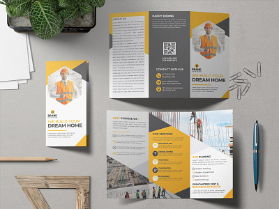 Construction Trifold Brochure Design branding brochure business business brochure construction trifold brochure corporate corporate brochure creative design graphic design illustration logo modern trifold trifold brochure ui vector