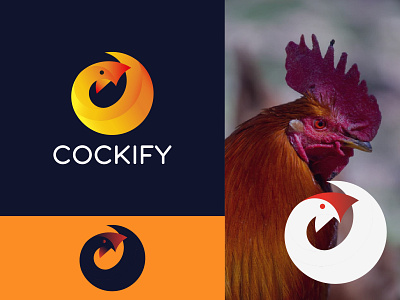 Modern minimalist colorful cock logo design