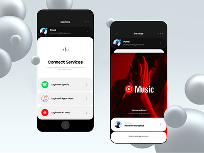 evento® 3d account app application button card clean drop down minimal music popup product service spotify style tabs typography ui ux youtube