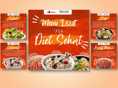Menu Sehat Untuk Diet Sehat daily content design diet feed food graphic design illustration infographic instagram motion graphics poster vector