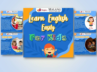 Learn English Easily for Kids blue children colorful content daily daily content design feed graphic design how to illustration instagram kids tips vector