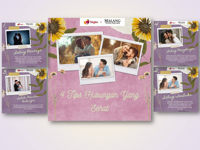 4 Tips Hubungan Sehat couple design graphic design illustration infographic love poster purple relationship tips vector