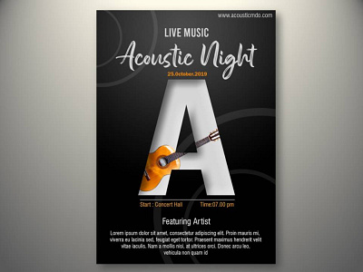Poster Live Acoustic Music announcement branding brochure commercial design feed graphic design guitar illustration infographic logo music poster ui vector