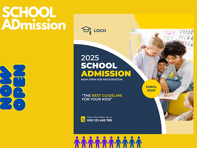 School Admission social media flyer admission flyer design adobe illustrate adobe photoshop branding business flyer business flyer design flyer design flyer designer graphic designer illustration logo school admission flyer template