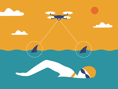 Shark detecting drones character design design drone illustration illustrator shark