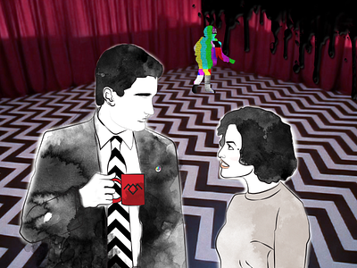 Coffee @ the black lodge design mixed media photoshop twin peaks watercolor