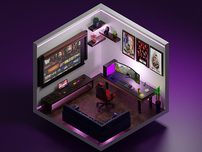 Gaming room setup adobe animation modelling app app ui ux blender branding design illustration logo ui