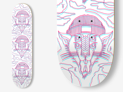 SRA skateboards art blue deck graphic graphic design illustration pink skateboard