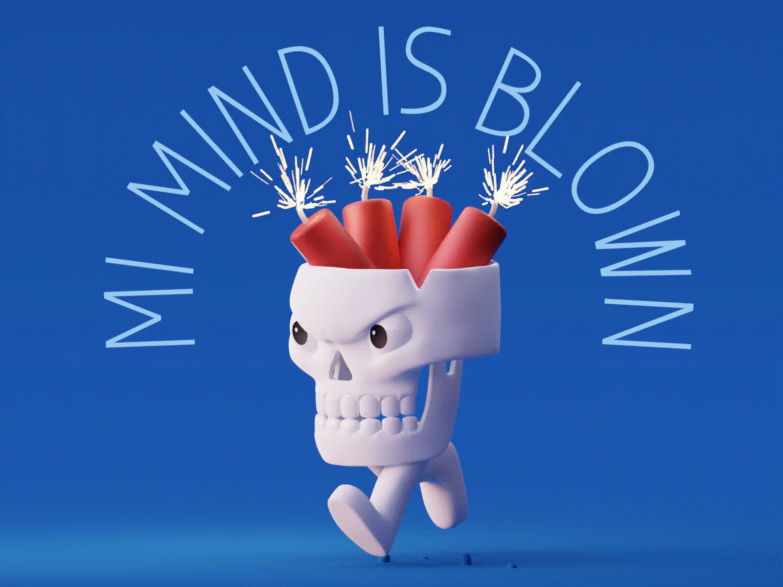 Mind-blowing 3d animation blender cartoon dynamite explosion motion graphics render skull