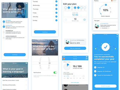 Study Plan app celebration complete goals language learning settings visual