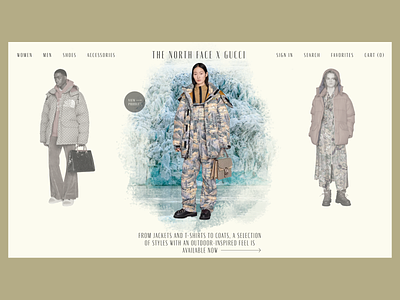 THE NORTH FACE X GUCCI COLLECTION - WEB DESIGN CONCEPT branding clothes collection creative design fashion figma gucci models shop the north face ui ux webdesign