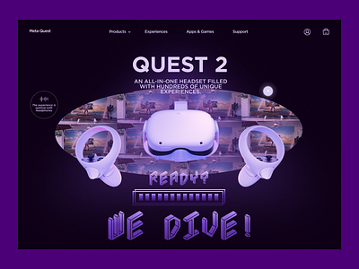 VR & Gaming Experience - Website design concept 3d design figma futuristic gaming goggles quest ui ux virtual vr webdesign website