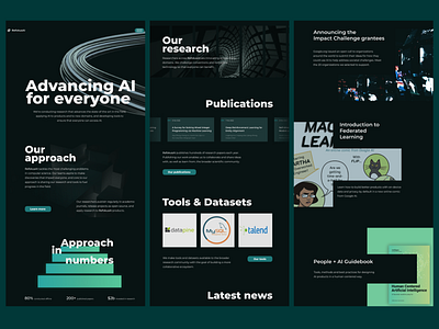 AI Research company - home page design ai artificial intelligence blog branding design figma futuristic homepage machinelearning modern news research technology ui ux web webdesign