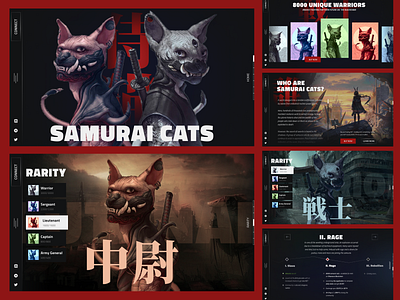 SAMURAI CATS - NFT Landing Page Design cat collection copywriting crypto design figma japan nft nft collection samurai samurai cats storytelling ui ux web webdesign website website design