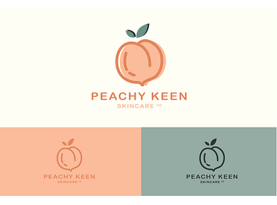 PEACHY KEEN SKINCARE co branding design icon illustration logo typography