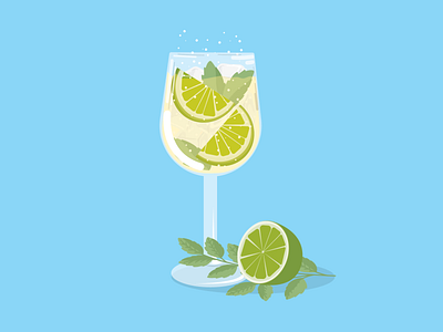 A Fruity Lime Mint Gin and Tonic branding design icon illustration logo typography vector