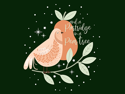 And a Partride in a Pear Treeee bird bird logo birds branding christmas bird christmas illustration christmas songs christmas vector design holiday holiday illustration holiday logo holiday vector icon illustration logo partridge sparkle typography vector