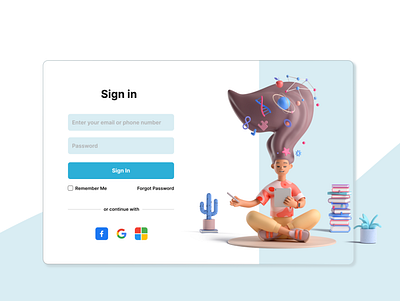 Sign in 3d app branding design minimal sign in sign in page ui user interface ux