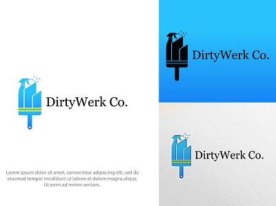 DirtyWerk Co brush logo clean logo cleaning logo creative logo design dirty logo eye catching logo flat logo illustration logo logo design minimal logo professional logo