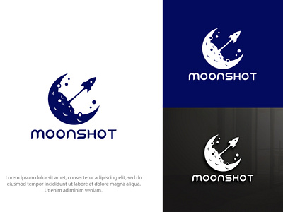 Moonshot clean logo creative logo design eye catching logo flat logo illustration logo logo design minimal logo moon logo moonshot logo professional logo rocket logo