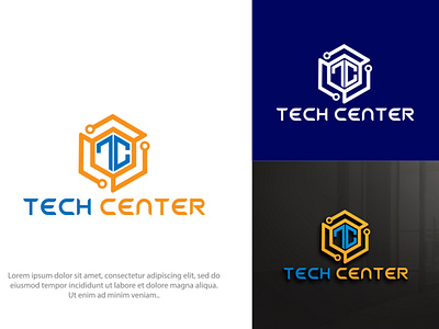 Tech Center clean logo creative logo design eye catching logo flat logo illustration logo logo design minimal logo professional logo tech logo technology logo