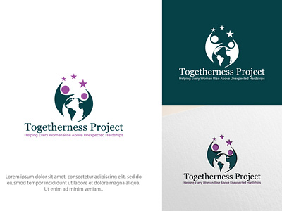 Togetherness Project clean logo creative logo design eye catching logo flat logo illustration logo logo design minimal logo professional logo woman logo woman rise above logo