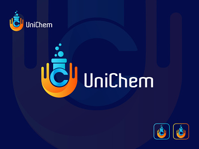 Unichem chemical logo chemistry logo clean logo creative logo design eye catching logo flat logo illustration lab logo laboratory logo logo logo design minimal logo professional logo