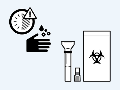 Preparing to take an at-home Covid-19 test. at home biohazard covid covid 19 hands health healthcare home illustration infographic line spit test testing time wash