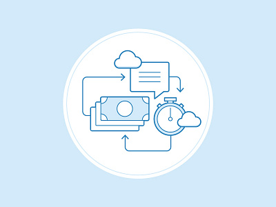 Return On Investment Spot Illustration capabilities cloud data icon line marketing money roi time