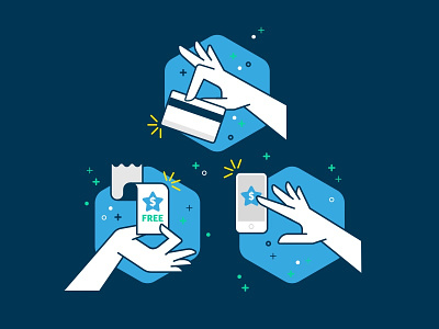 Hand Illustrations app hands human interaction illustration loyalty mobile rewards savings shopping