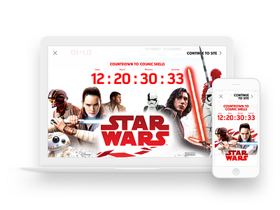 Star Wars Page Takeover clock countdown desktop kylo ren mobile responsive promotional design star wars stormtrooper timer