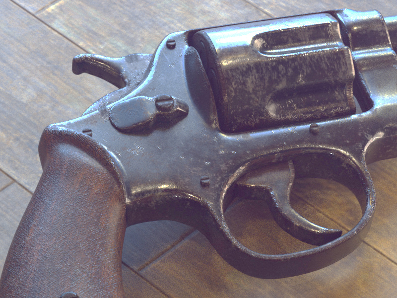 Revolver realistic rendering cinema 4d c4dtoa render