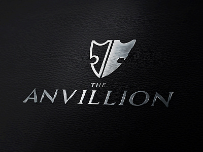 The Anvillion anvil branding chrome classy corporate industrial leather lion logo