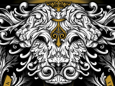 Angevin Empire Lion Crest - Magna Carta Playing Cards angevin designer playing cards flourish illustration ink lion luxury playing cards magna carta medieval seasons playing cards