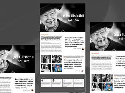 Tribute page for late Queen Elizabeth II challenge tribute page ui