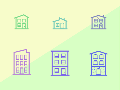 Housies apartment home house icons illustration
