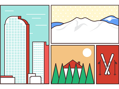 Denver Pop box colorful illustration layout nature skyline snow