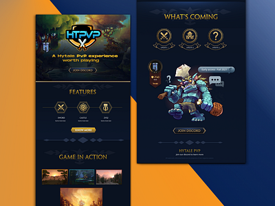 Gaming website landing page