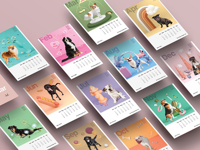 Dog Calendar 2020 3d 3d design calendar design dog dogs graphic design holiday new year