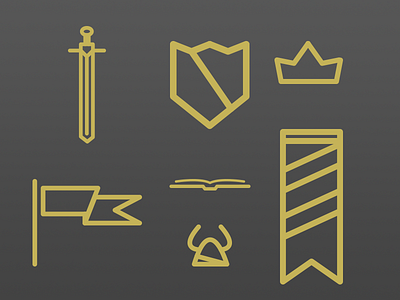 Medieval Line Icons gold grey icons line medieval