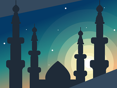Arabian Nights Poster arabian design flat mosque nights poster sun stars temple