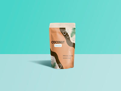 Coconut Delish Cereal Package Design brand identity branding cereal cereal packaging coconut design graphic design illustration logo mockup package design packaging design pouch vector visual identity
