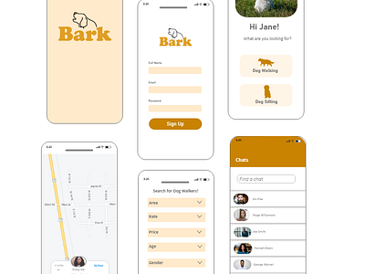 Bark Dog Walking App Design