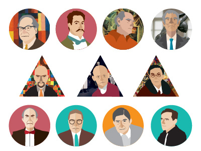 Bauhaus rofessors flat illustration vectors bauhaus