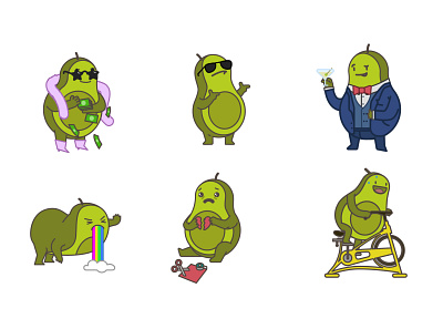 Guac Stickers avocado charachter illustration stickers