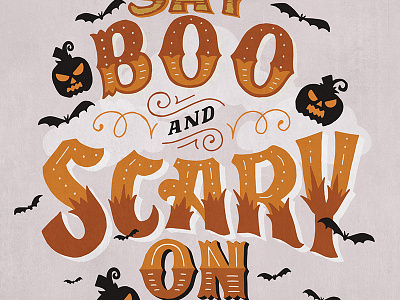 Say Boo and Scary On halloween illustration persnickety prints poster print