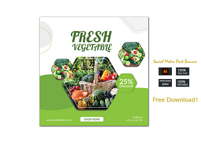 Vegetables Social Media Promotion Banner, Instagram 
Post Design