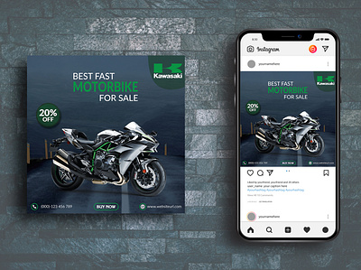 Bike Social Media Post Template advertising banner bike post bike social media banner branding design facebook banner flyer google ad graphic design illustration instagram post social media banner social media post vector web banner