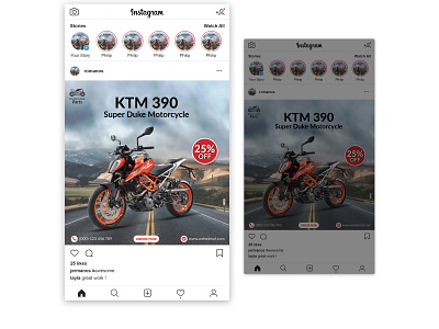 Instagram/Facebook/Social Media Post advertising bike post branding design discount graphic design illustration instagram post instagram stories instagram template ktm ktm bike marketing product design social media social media banner social media post vector web banner